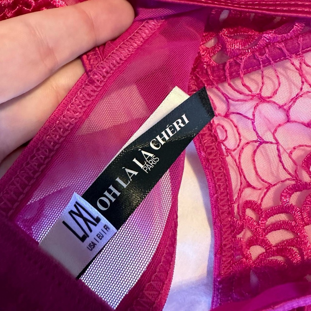 Lace Halter Bralette and Panty Set - Pink - Picture 5 of 5